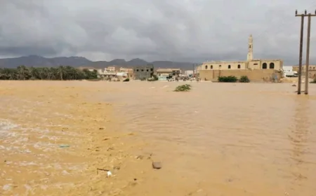 غرق طفلة اثناء سباحتها في بركة تكونت نتيجة المنخفض الجوي في المهرة