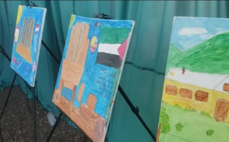 "Children draw their hardships and dreams in a displaced camp in Marib."