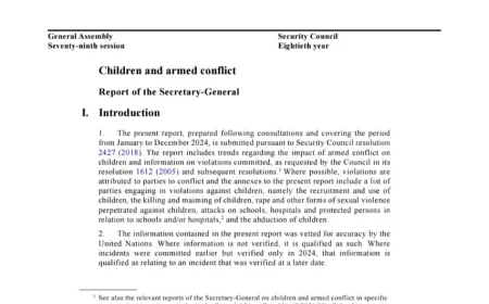 UN: 583 Grave Violations Against Children in Yemen in 2024