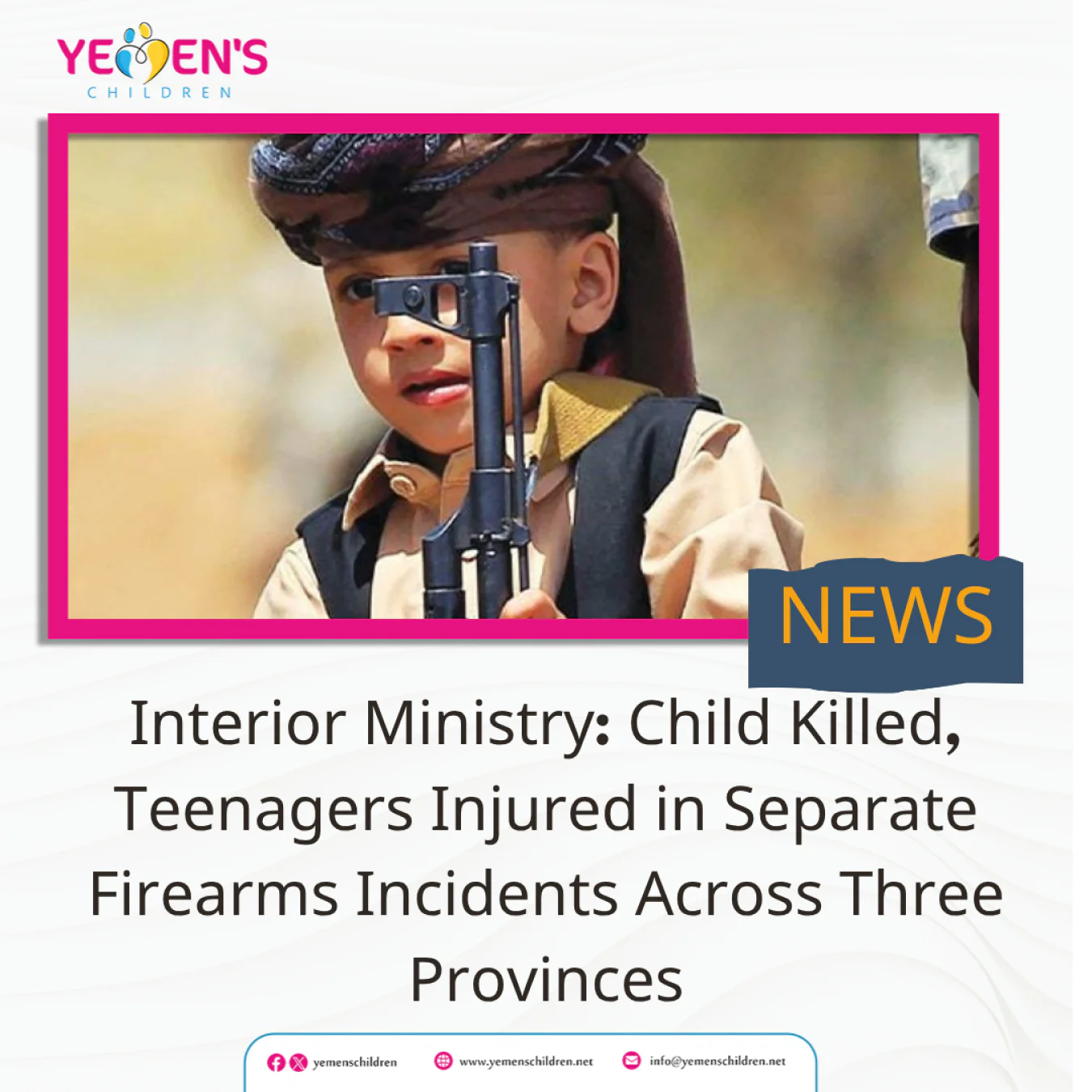 Interior Ministry: Child Killed, Teenagers Injured in Separate Firearms Incidents Across Three Provinces