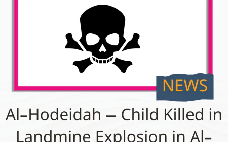 Al-Hodeidah – Child Killed in Landmine Explosion in Al-Hali District