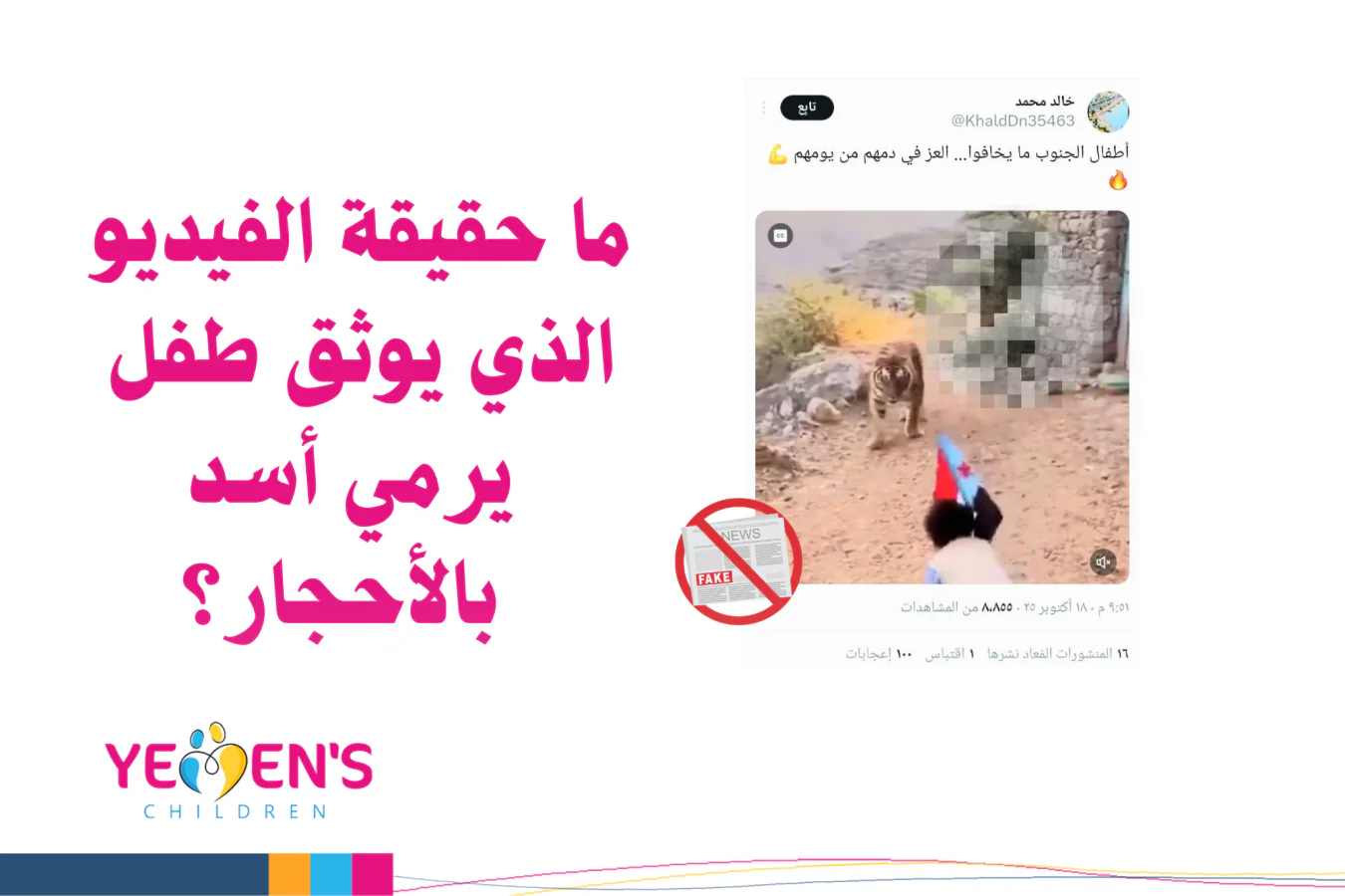 ما حقيقة الفيديو الذي يوثق طفل يرمي أسد بالأحجار
