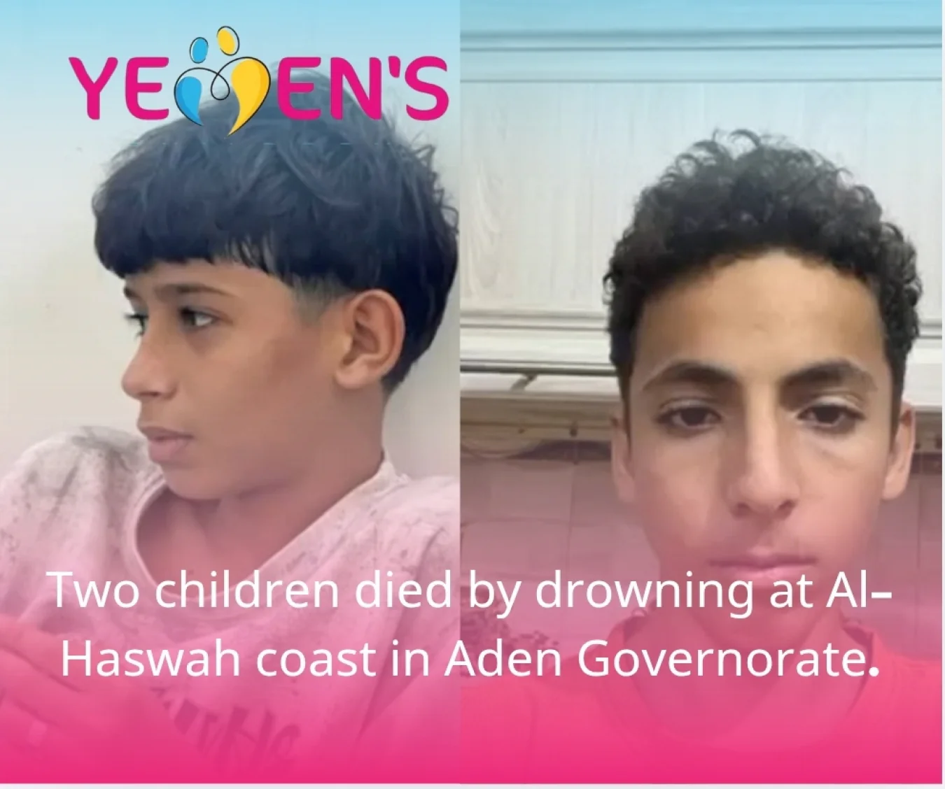 Two children died by drowning at Al-Haswah coast in Aden Governorate.