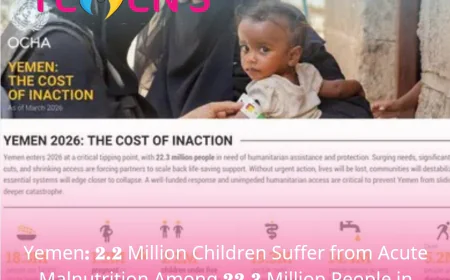 Yemen: 2.2 Million Children Suffer from Acute Malnutrition Among 22.3 Million People in Need of Humanitarian Aid