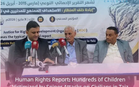 Human Rights Report: Hundreds of Children Victimized by Sniper Attacks on Civilians in Taiz Over More Than a Decade of Conflict
