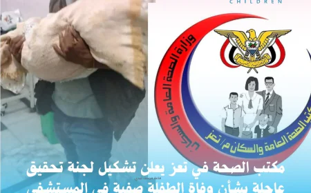 مكتب الصحة في تعز يعلن تشكيل لجنة تحقيق عاجلة بشأن وفاة الطفلة صفية في المستشفى اليمني السويدي