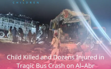 Child Killed and Dozens Injured in Tragic Bus Crash on Al-Abr International Road