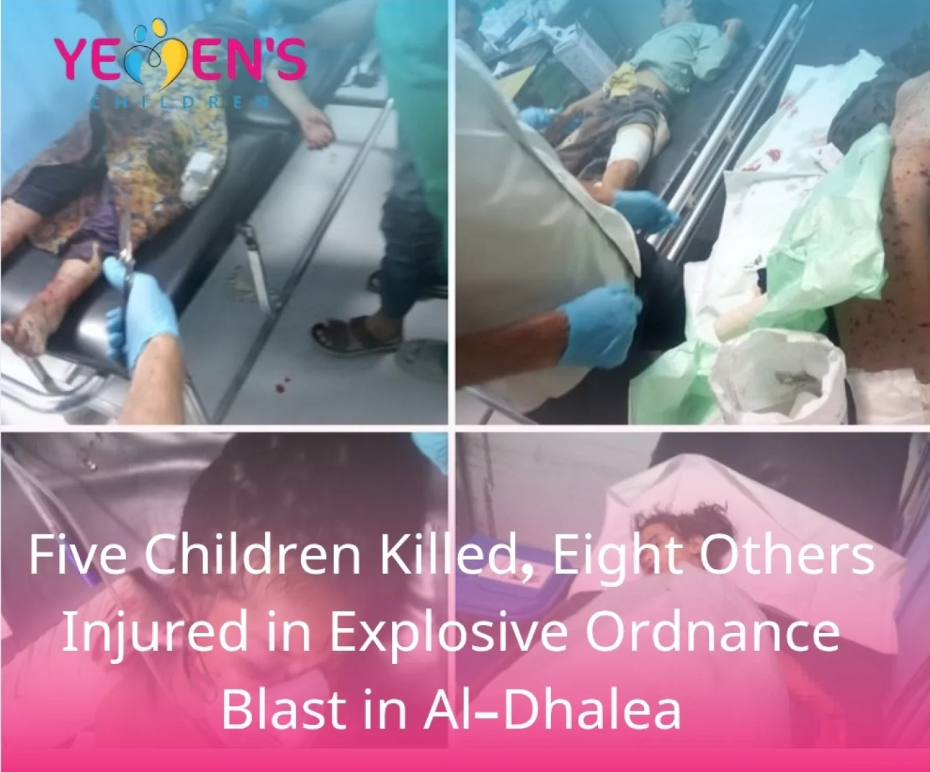 Five Children Killed, Eight Others Injured in Explosive Ordnance Blast in Al-Dhalea