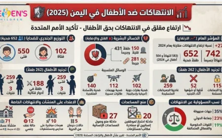 تقرير أممي يوثق 742 انتهاكاً جسيماً ضد الأطفال في اليمن خلال 2025