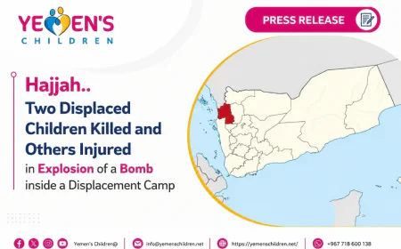 Hajjah: Two Displaced Children Killed and Others Injured in Grenade Explosion Inside IDP Camp