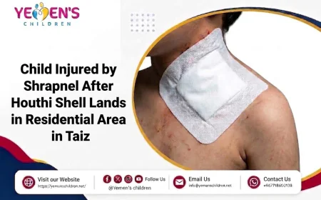 Child Injured by Shrapnel After Houthi Shell Lands in Residential Area in Taiz